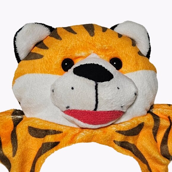 Tiger Hand Puppet 8 Inch Orange Striped Plush Stuffed Animal Toy Pretend Play - Picture 2 of 4